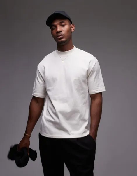 Бежевая футболка оверсайз Topman