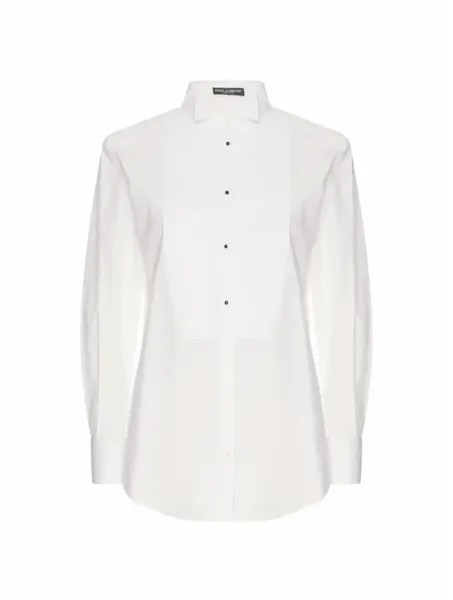Хлопковая смокинговая рубашка Dolce&Gabbana, белый