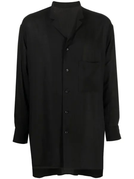 Yohji Yamamoto куртка-рубашка с заостренным воротником, черный