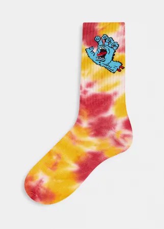 Разноцветные носки окраски тай-дай с принтом кричащей руки Santa Cruz-Разноцветный