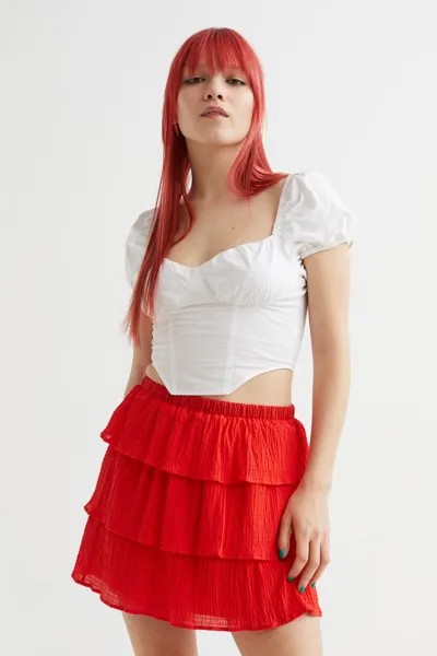 Мини-юбка с оборками H&M, красный