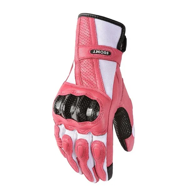 Женские розовые перчатки для езды на мотоцикле из козьей кожи, длинные женские перчатки для езды на велосипеде, велосипедные гоночные перча...