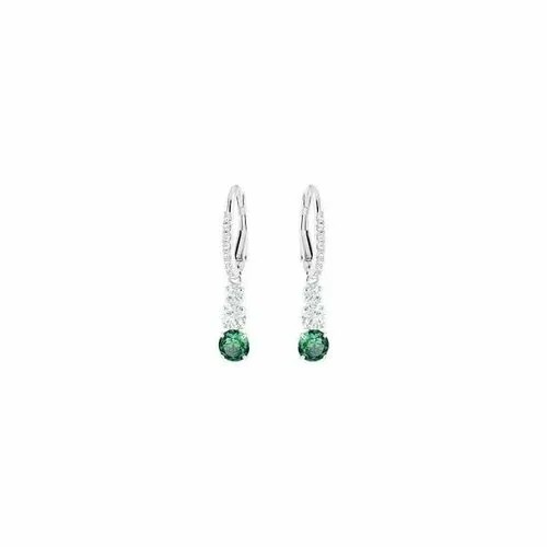 Серьги с подвесками SWAROVSKI, кристаллы Swarovski, размер 30 мм, зеленый, серебряный