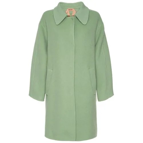 Пальто  №21 демисезонное, шерсть, силуэт прямой, средней длины, размер 40, зеленый