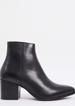 Черные кожаные ботинки челси для широкой стопы ASOS DESIGN-Черный цвет