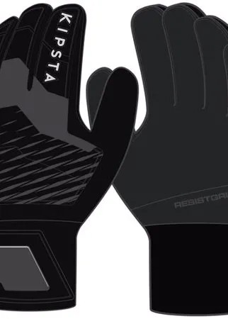 Перчатки вратарские взрослые F100 RESIST, размер: 9, цвет: Черный/Серый Графит KIPSTA Х Декатлон