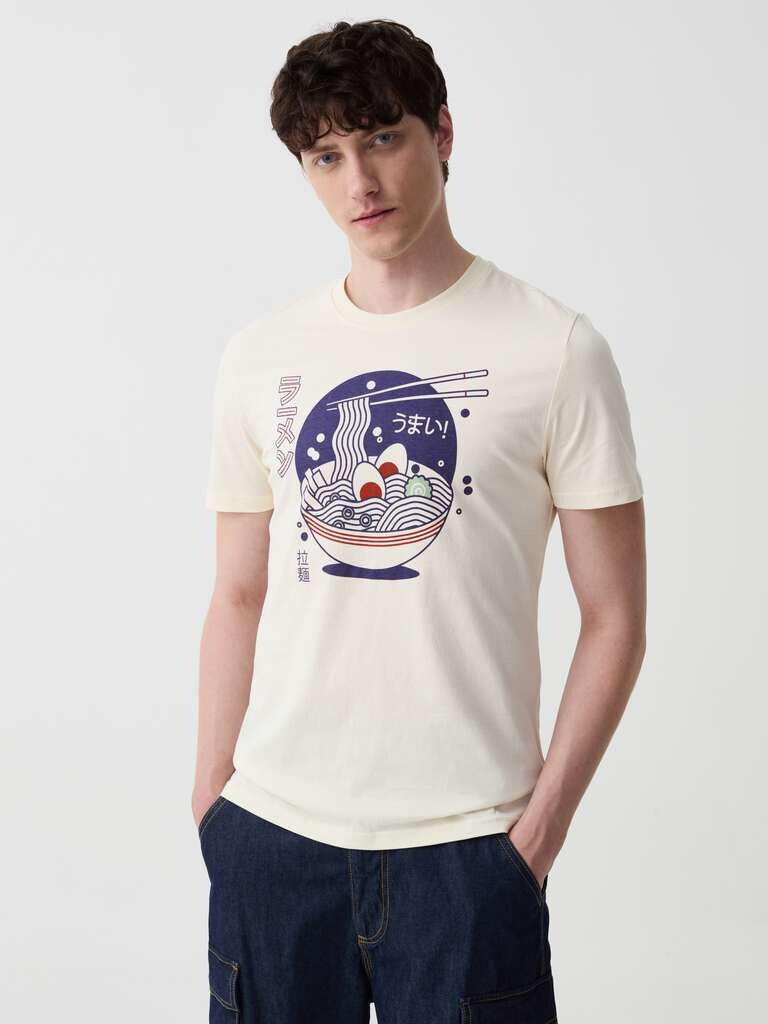 Футболка с принтом рамэн Ovs, цвет cream white