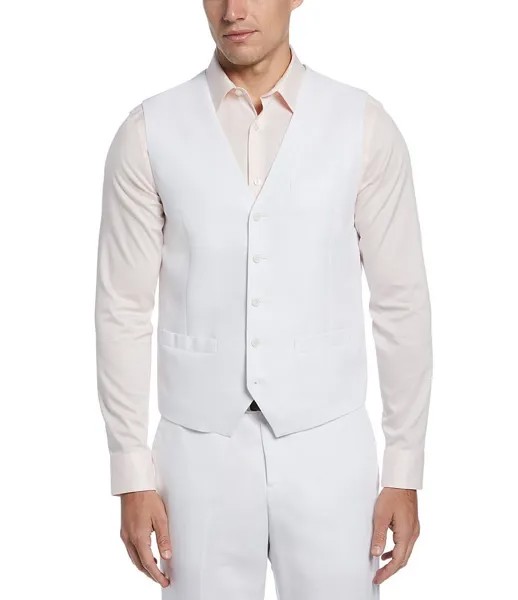 Однотонный льняной костюм Perry Ellis, жилет, белый