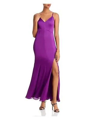 FAME AND PARTNERS Фиолетовое женское платье макси с регулируемым вырезом на подкладке и высоким разрезом 6