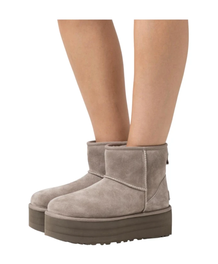 Классические мини ботинки на платформе Ugg, серый