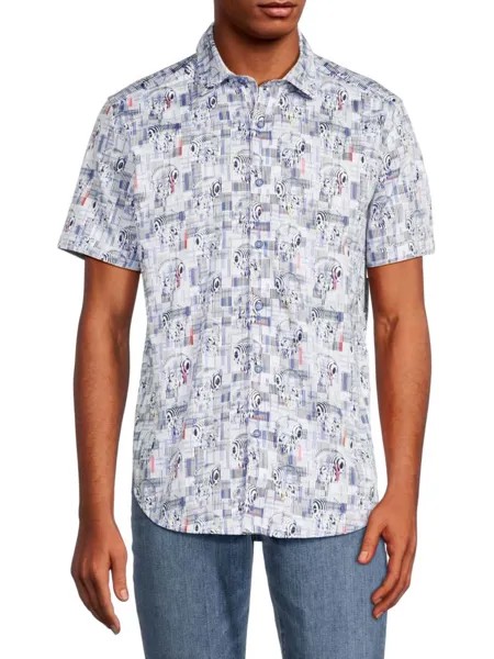 Рубашка Normandy Classic Fit с принтом черепа и иллюзией Robert Graham, цвет White Multi
