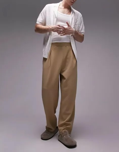 Бежевые джоггеры с объемной структурой Topman