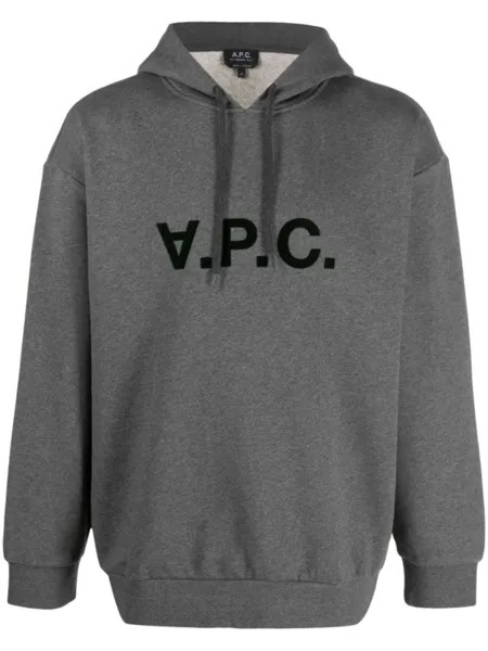 A.P.C. худи Milo с кулиской и логотипом, серый