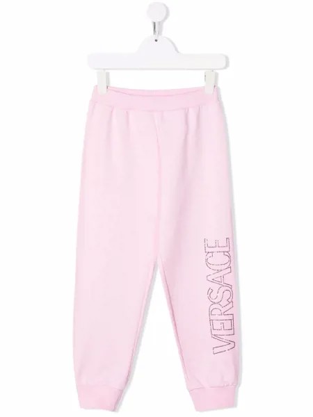 Versace Kids спортивные брюки с логотипом из страз