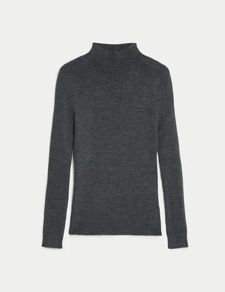 Джемпер из мериносовой шерсти с воротником-воронкой Marks & Spencer