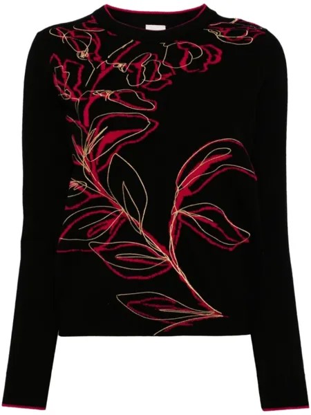 Шерстяной джемпер Ink Floral вязки интарсия Paul Smith, черный