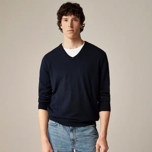 Свитер с V-образным вырезом из мериносовой шерсти J.Crew, синий