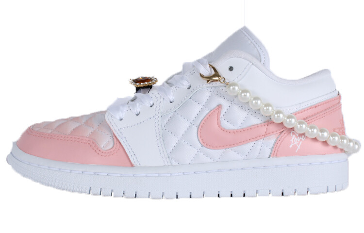 Кроссовки Air Jordan 1 Vintage Basketball Shoes Women's Low-top White/pink, розовый