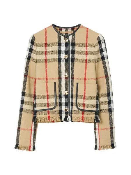 Куртка Upney Check из смесового хлопка Burberry, бежевый