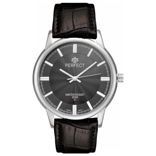 Perfect часы наручные, мужские, кварцевые, на батарейке, кожаный ремень, металлический браслет, японский механизм C593-141