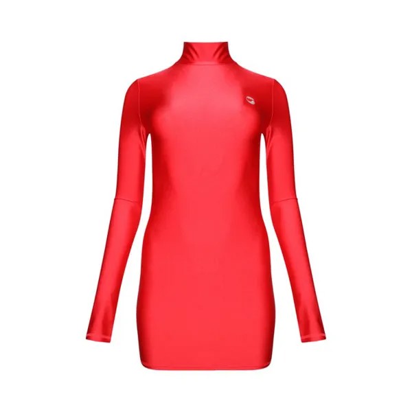 Платье Coperni High Neck Fitted Mini Dress, красный