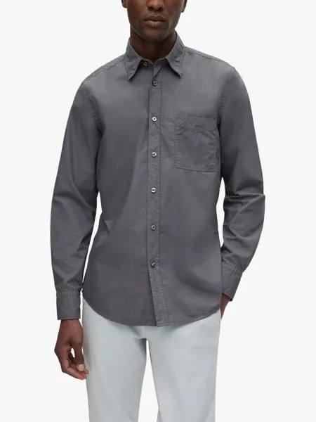 Рубашка BOSS Relegant Regular Fit, окрашенная в готовом виде HUGO BOSS, темно-серый
