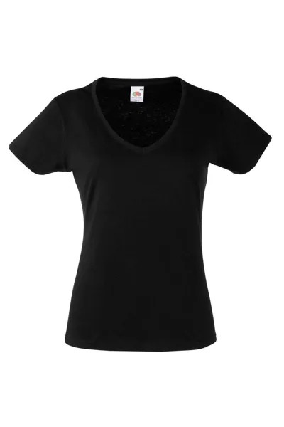 Легкая футболка Lady-Fit с V-образным вырезом и короткими рукавами Fruit of the Loom, черный