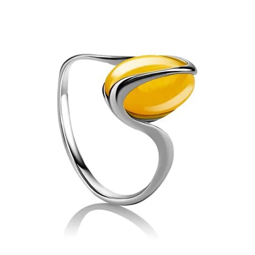 Amberholl Нежное кольцо из серебра и янтаря ярко-медового цвета «Милан»