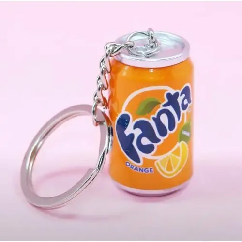 Брелок Брелок - на ключи, брелок на рюкзак Баночка Fanta/ Фанта, гладкая фактура, белый, оранжевый