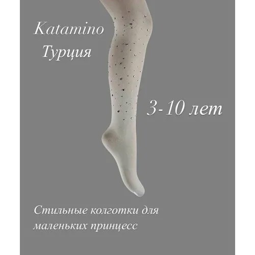 Колготки KATAMINO для девочек, фантазийные, 20 den, матовые, белый