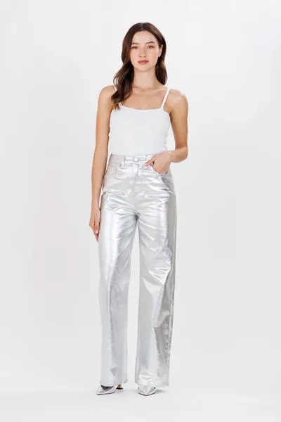 Женские брюки-палаццо серебристого цвета с покрытием ECROU