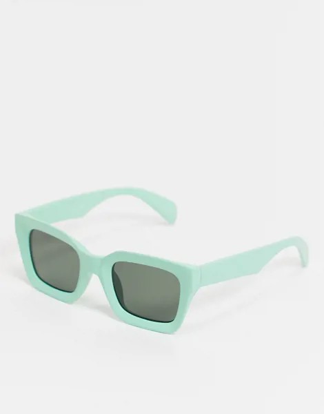 Солнцезащитные очки в зеленой квадратной оправе ASOS DESIGN-Зеленый цвет