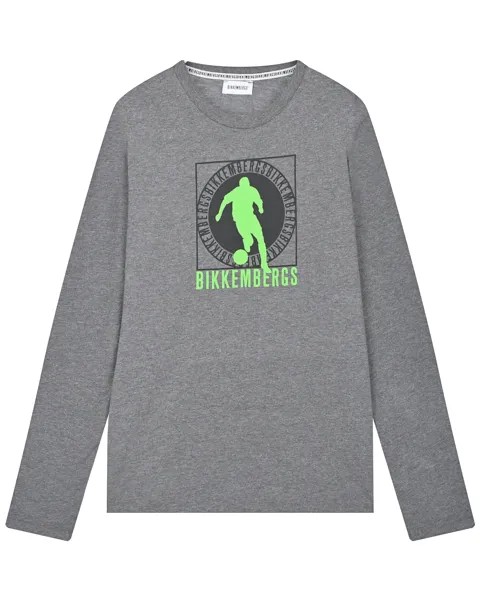 Серая толстовка с зеленым лого Bikkembergs детская