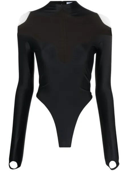 Mugler боди со вставками, черный