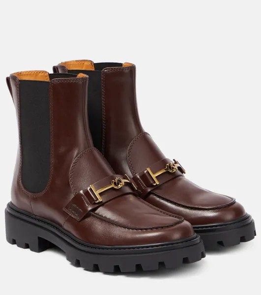 Кожаные ботинки челси с т-образным кольцом Tod'S, коричневый
