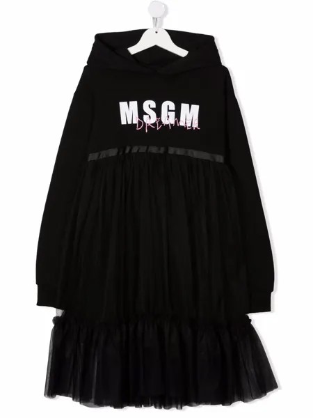 MSGM Kids платье-толстовка с капюшоном и логотипом