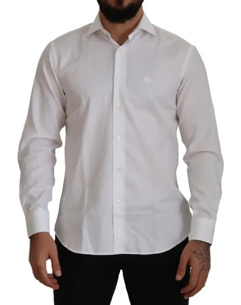 ROBERTO CAVALLI Рубашка приталенного белого хлопкового делового платья 39/US15,5/S Рекомендуемая розничная цена 250 долларов США