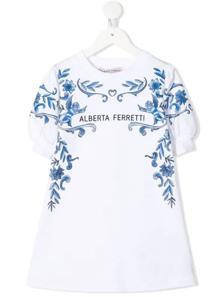 Alberta Ferretti Kids платье-футболка с цветочным принтом