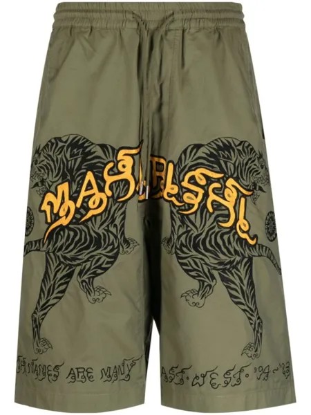 Спортивные шорты с кулиской и вышитым логотипом Maharishi, зеленый