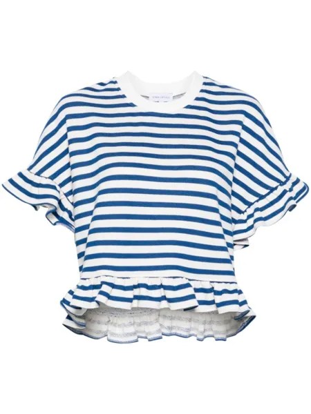 Ioana Ciolacu толстовка Striped Peony с оборками, белый