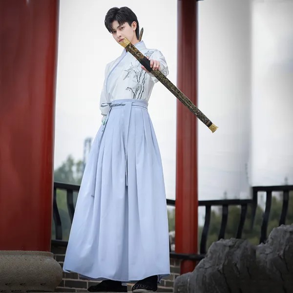 Оригинальный мужской китайский стиль Hanfu [Ying Bamboo] старинный костюм боевой красивый этнический стиль Ретро повседневная одежда для выступле...