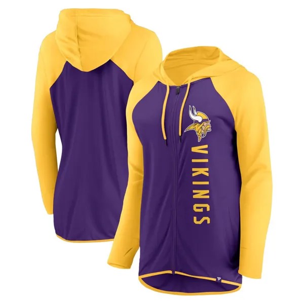 Женская толстовка с молнией во всю длину с логотипом Fanatics фиолетового/золотого цвета Minnesota Vikings Forever Fan Fanatics