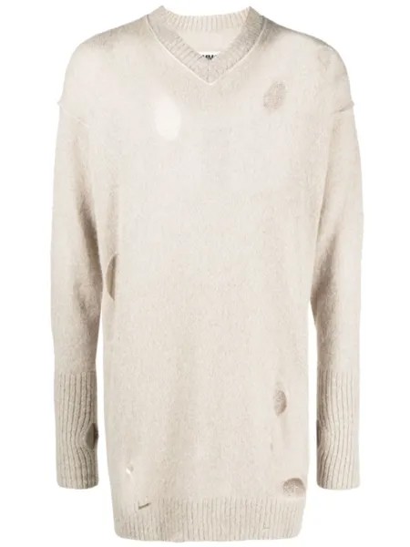 MM6 Maison Margiela джемпер с эффектом потертости, нейтральный цвет