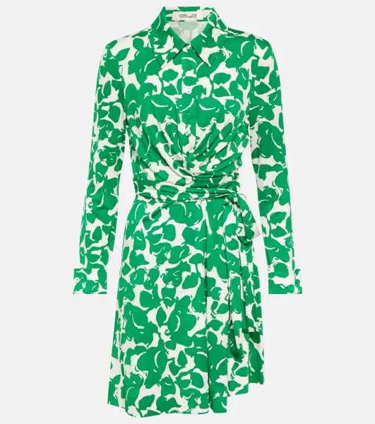 Мини-платье Didi с запахом и цветочным принтом DIANE VON FURSTENBERG, зеленый