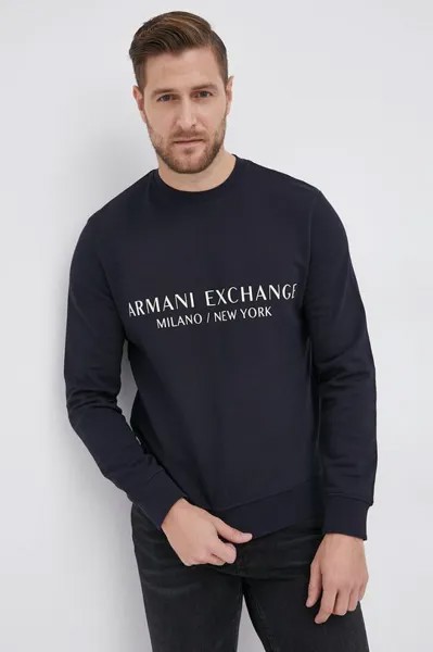 Хлопковая толстовка Armani Exchange, темно-синий