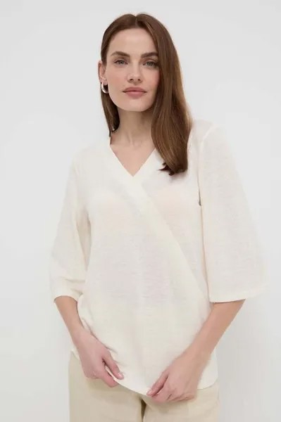 Льняная блузка Max Mara Leisure, бежевый