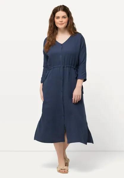 Летнее платье TEXTURED BUTTON DOWN Ulla Popken, синий