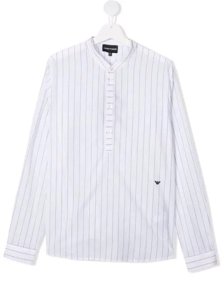 Emporio Armani Kids рубашка в полоску с воротником-стойкой