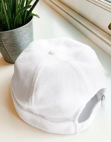 Светлая флисовая шапка в рыбацком стиле ASOS DESIGN-Белый
