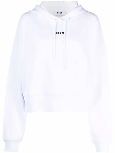 MSGM укороченное худи с логотипом, белый